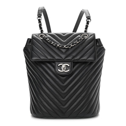 Chanel Calfskin Chevron Quilted Small Urban Spirit Backpack Black 1 of 10