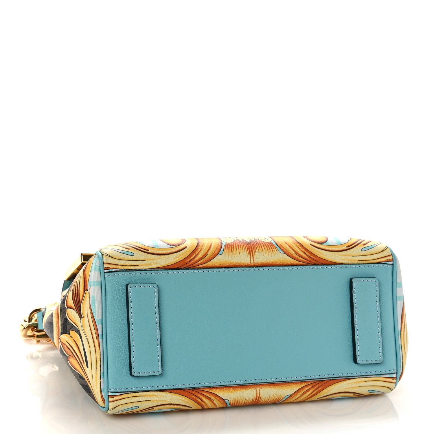 Versace X FENDI Grained Calfskin Fendace La Medusa Medium Top Handle Bag Baby Blue Multicolor 4 of 9