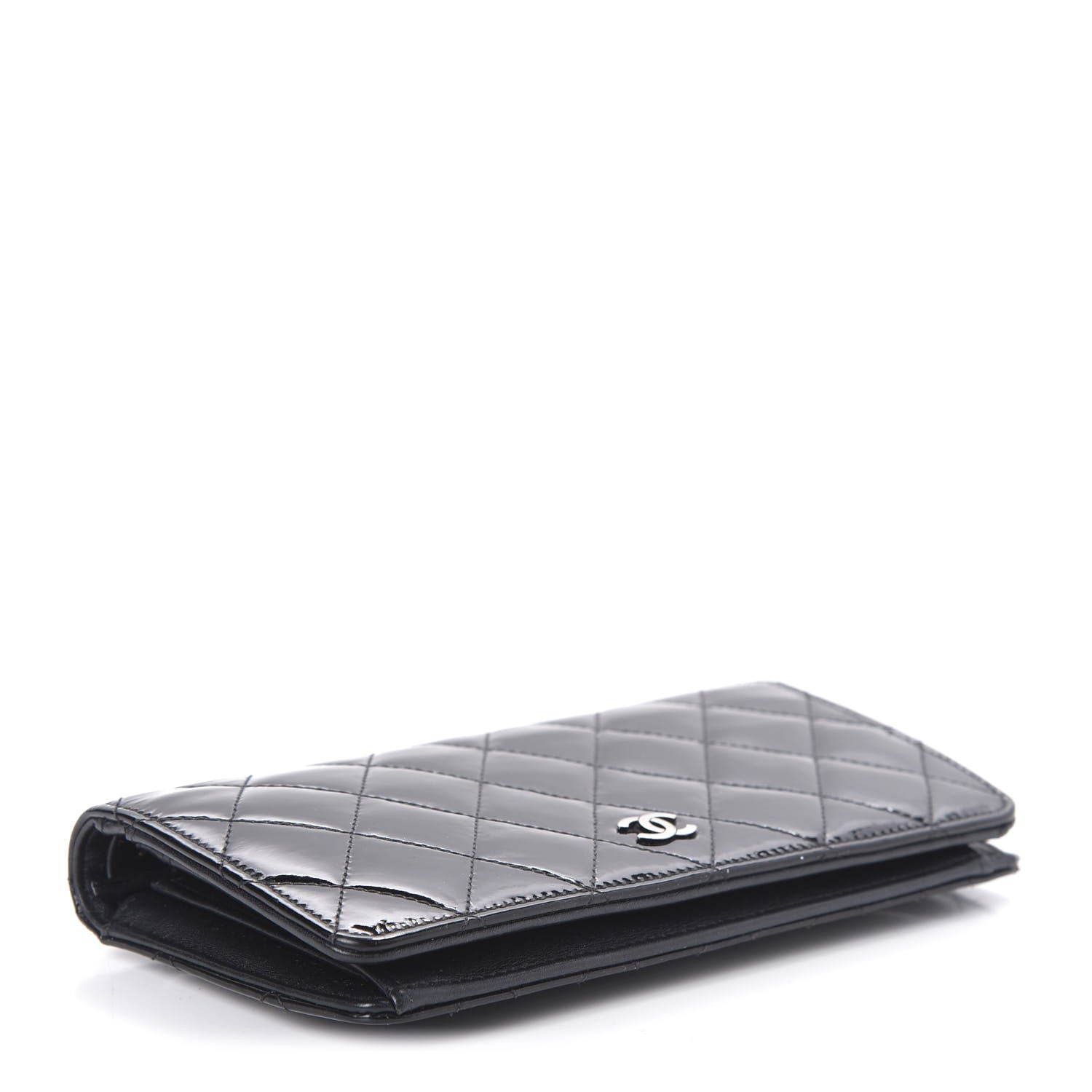 Chanel Patent Calfskin Quilted Yen Wallet Black 4 of 10
