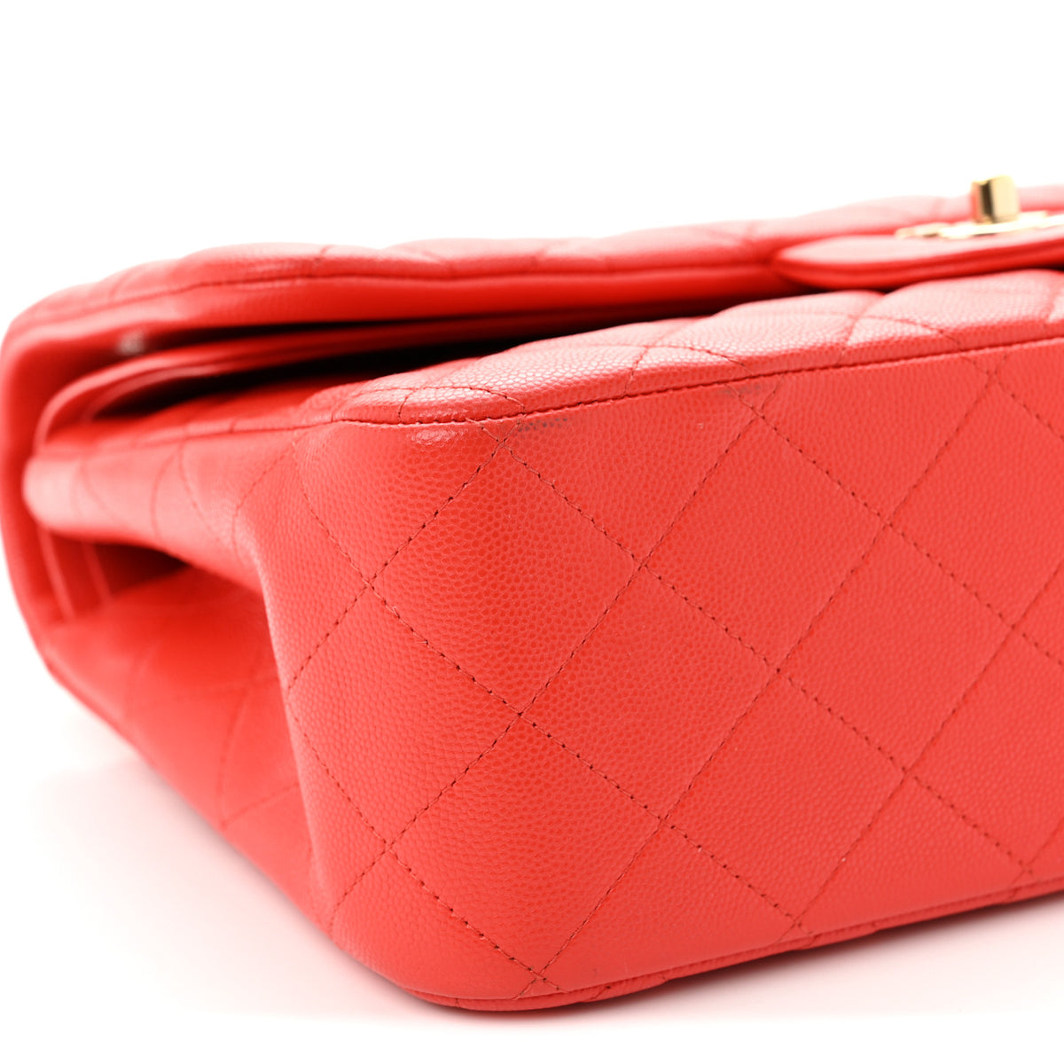 Caviar Quilted Jumbo Double Flap Red