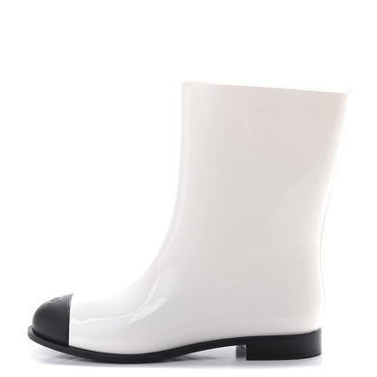 Chanel Rubber Rain Boots 41 Ivory Black 1 of 11
