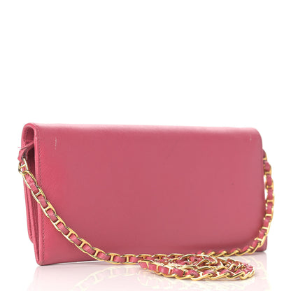Prada Saffiano Metal Oro Chain Wallet Ibisco 3 of 20