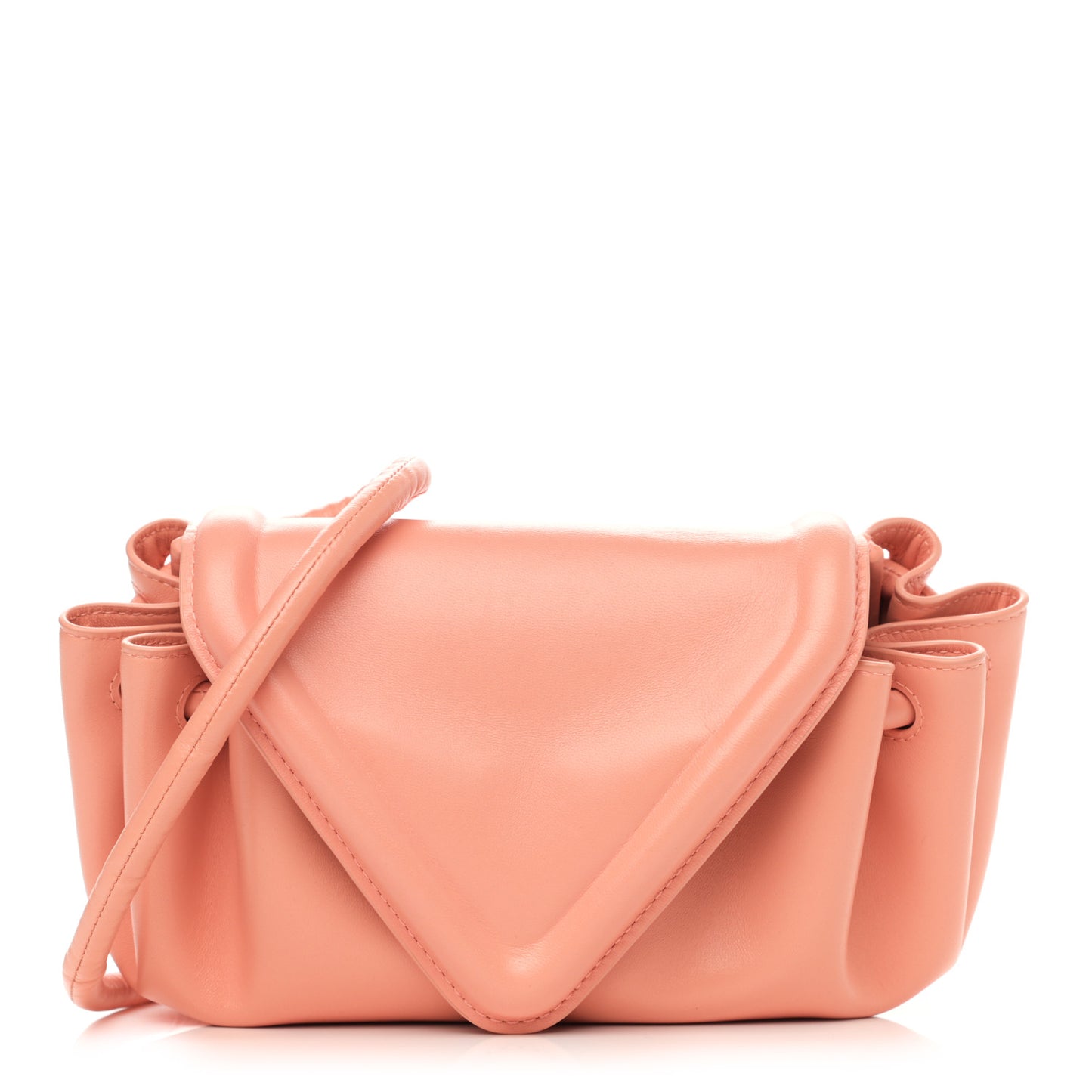 Lambskin Small Beak Triangle Flap Shoulder Bag Peachy Silver