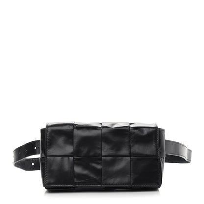 Bottega Veneta Paper Calfskin Intrecciato Cassette Belt Bag Black 1 of 8