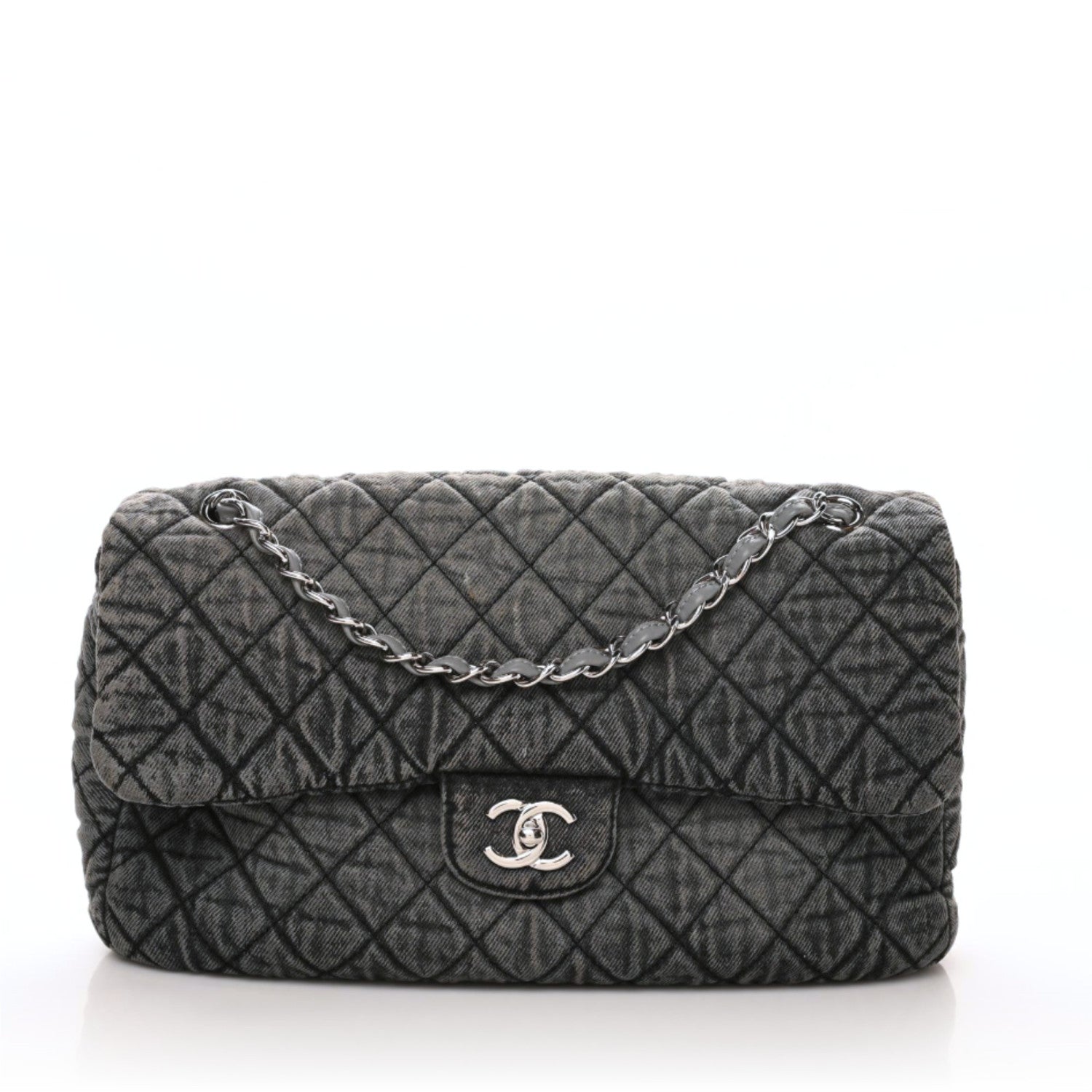 Chanel Denim Quilted Denimpression Flap Grey Black 1 of 9