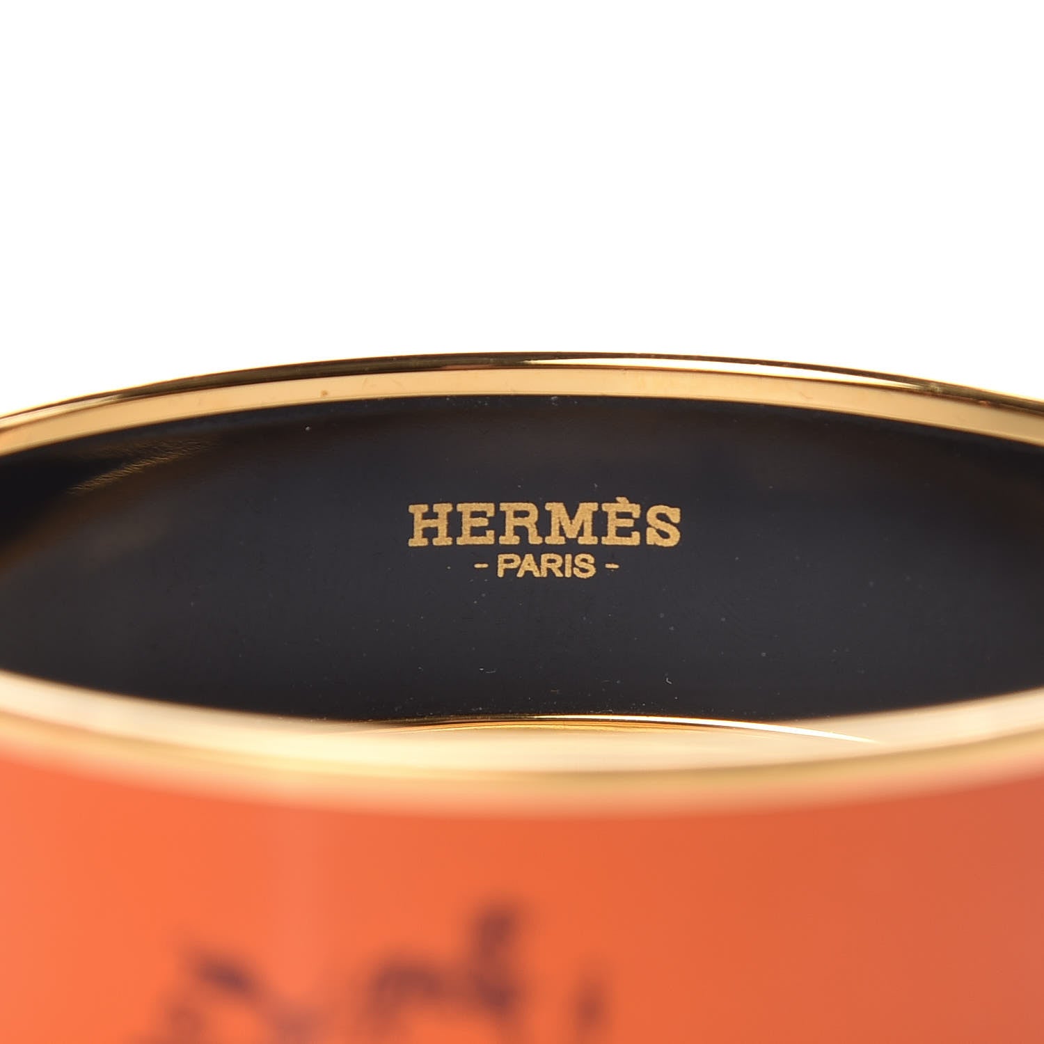 Hermes Enamel Printed Wide Caleche Bracelet 62 Orange 4 of 6