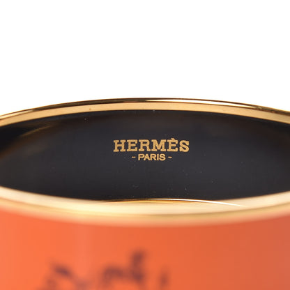Hermes Enamel Printed Wide Caleche Bracelet 62 Orange 4 of 6