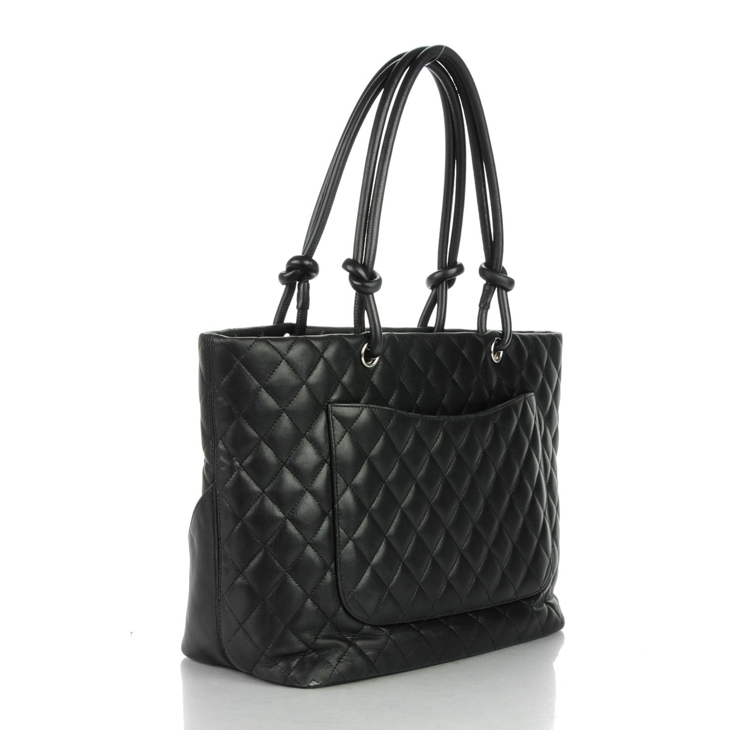 Calfskin Quilted Large Cambon Tote Black