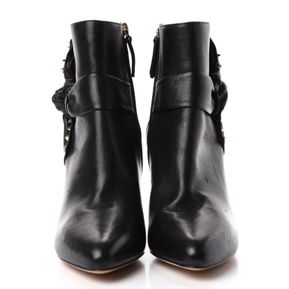 Valentino Garavani Calfskin Rockstud Bow Embellished Ankle Booties 37.5 Black 2 of 10