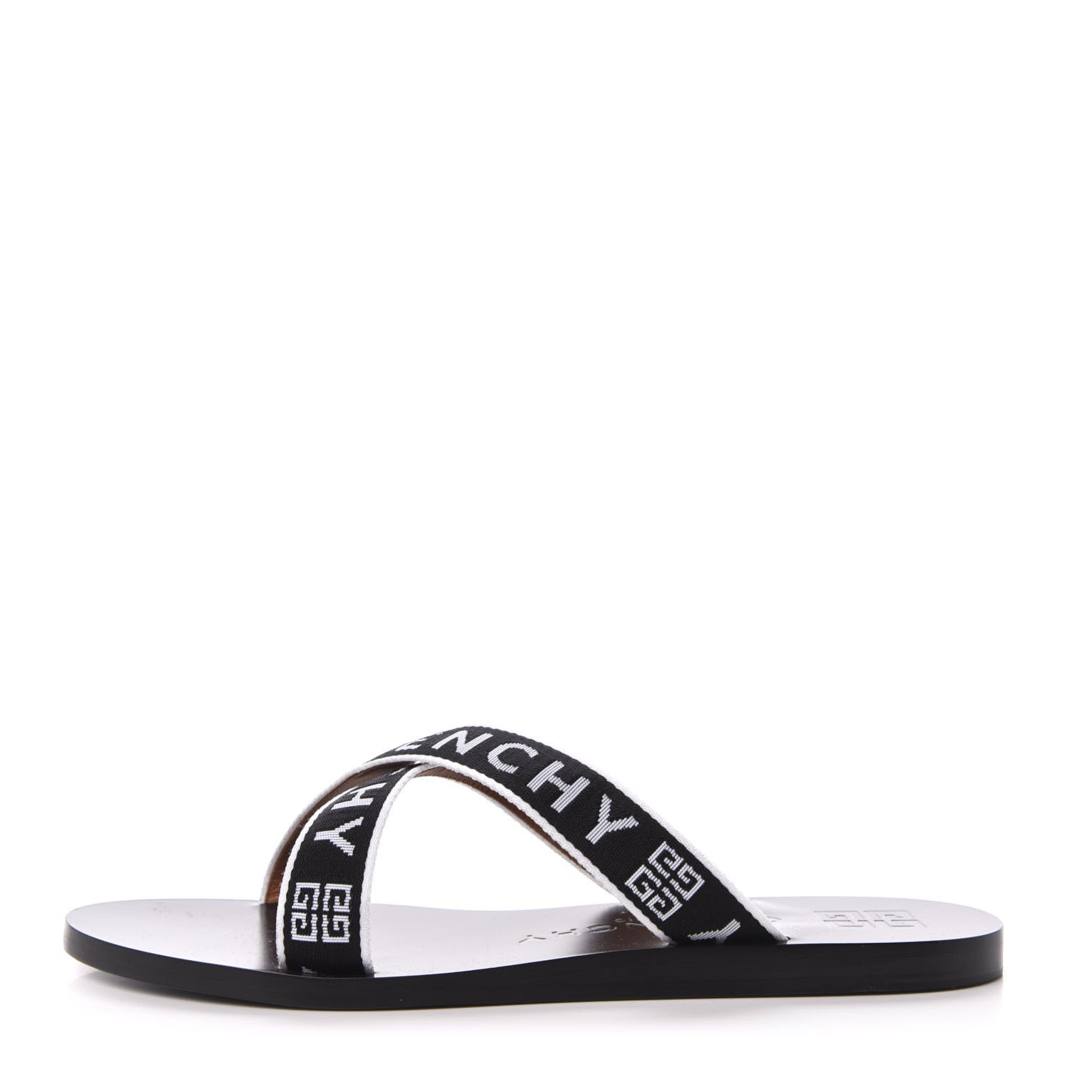 Givenchy Cotton Logo Strap Flat Sandals 40 Black White 1 of 9