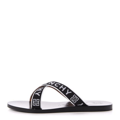Givenchy Cotton Logo Strap Flat Sandals 40 Black White 1 of 9