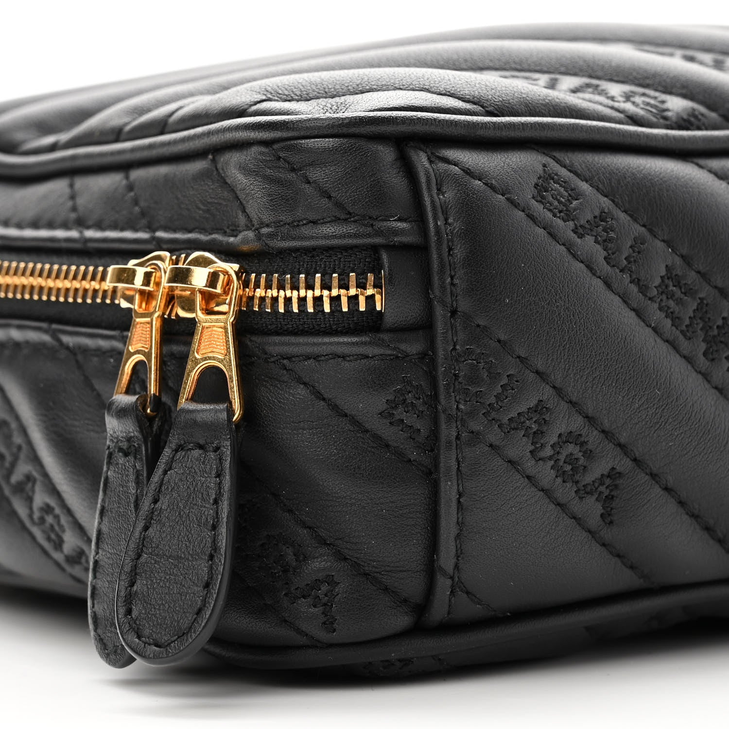 Balenciaga Calfskin Logo Matelasse Chain Strap Blanket Reporter XS Black 9 of 10