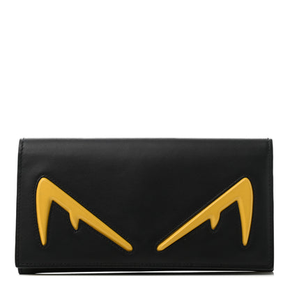 Fendi Vitello Century Bi-Color Devil Eyes Continental Wallet Black Sunflower 1 of 9