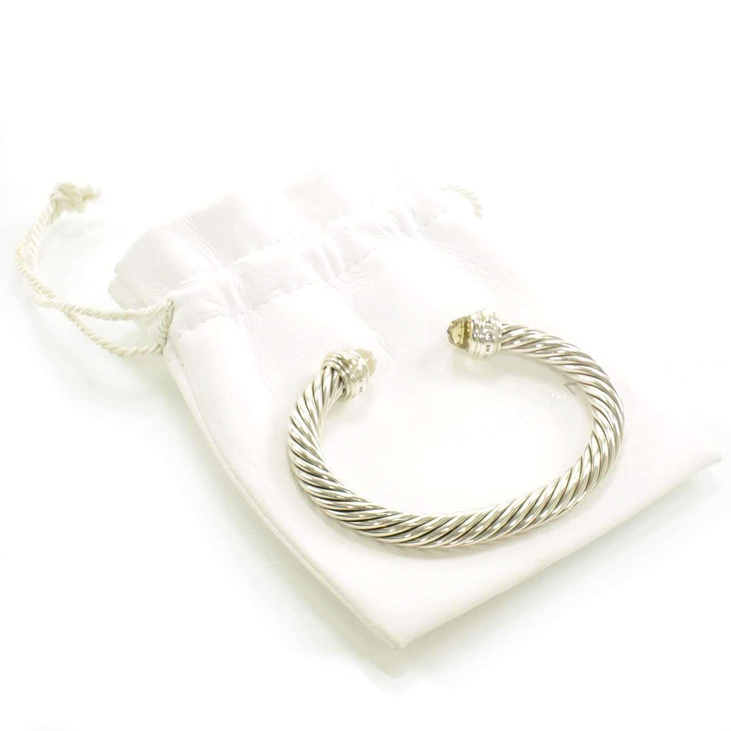 David Yurman Sterling Silver and 18k Gold Citrine Cable Bracelet 3 of 6