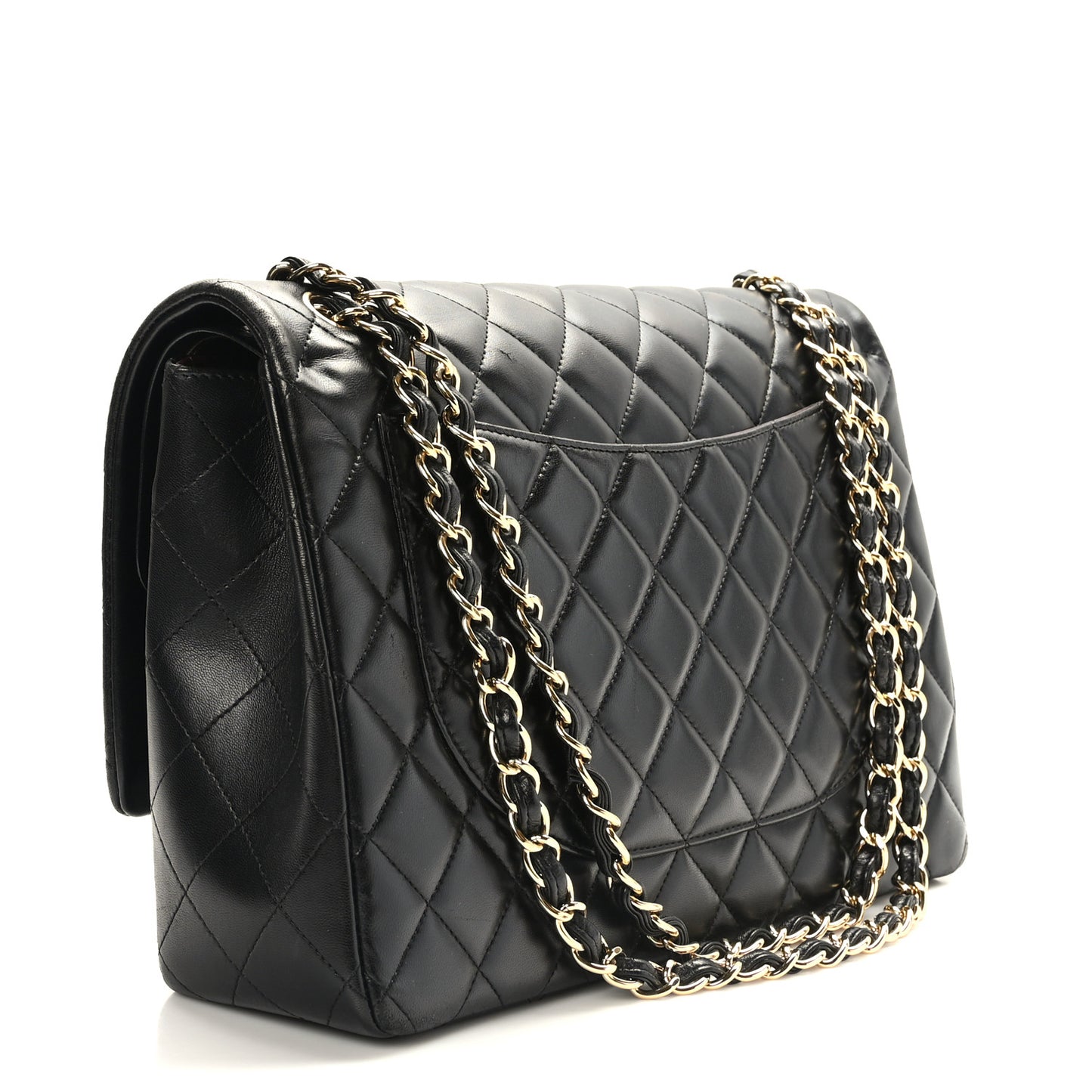 Lambskin Quilted Maxi Double Flap Black