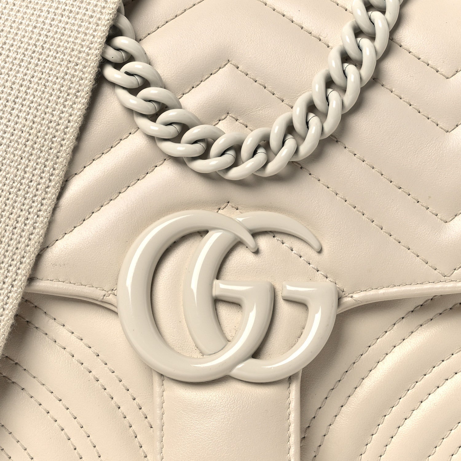 Gucci Calfskin Matelasse Monochrome Mini GG Marmont Crossbody Shoulder Bag White 8 of 16