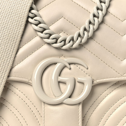 Gucci Calfskin Matelasse Monochrome Mini GG Marmont Crossbody Shoulder Bag White 8 of 16