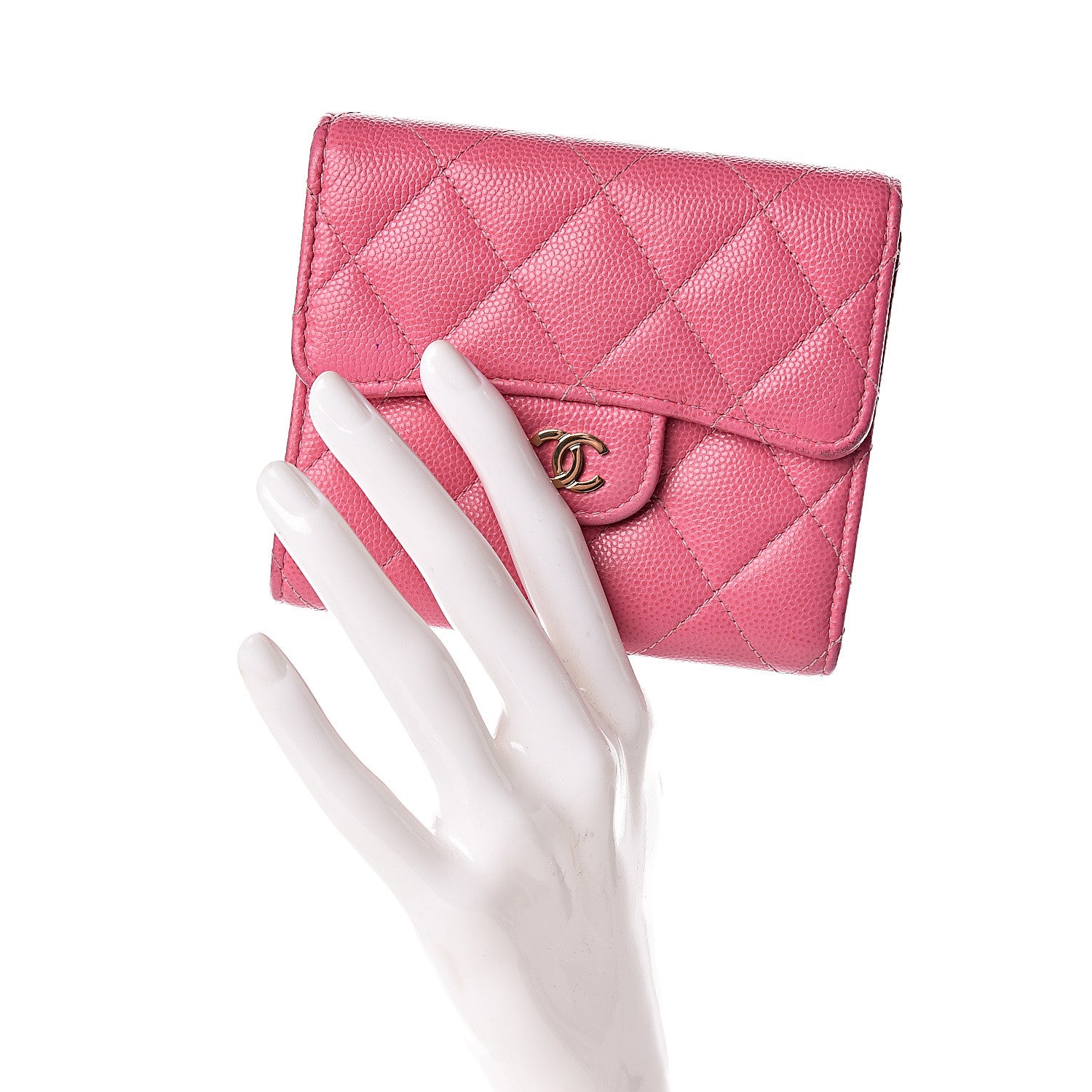 Chanel Caviar Quilted Compact Flap Wallet Pink 2 of 11