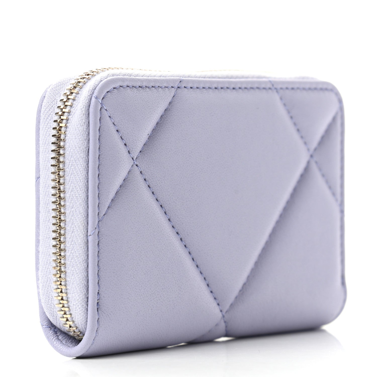 Chanel Lambskin Quilted 19 Zip Around Coin Purse Wallet Light Purple 2 of 6