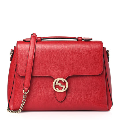Gucci Dollar Calfskin Medium Interlocking G Top Handle Shoulder Bag Red 1 of 10