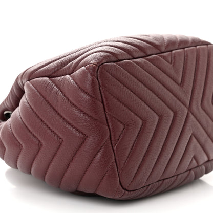Chanel Deerskin Chevron Small CC Chain Bucket Bag Burgundy 9 of 11