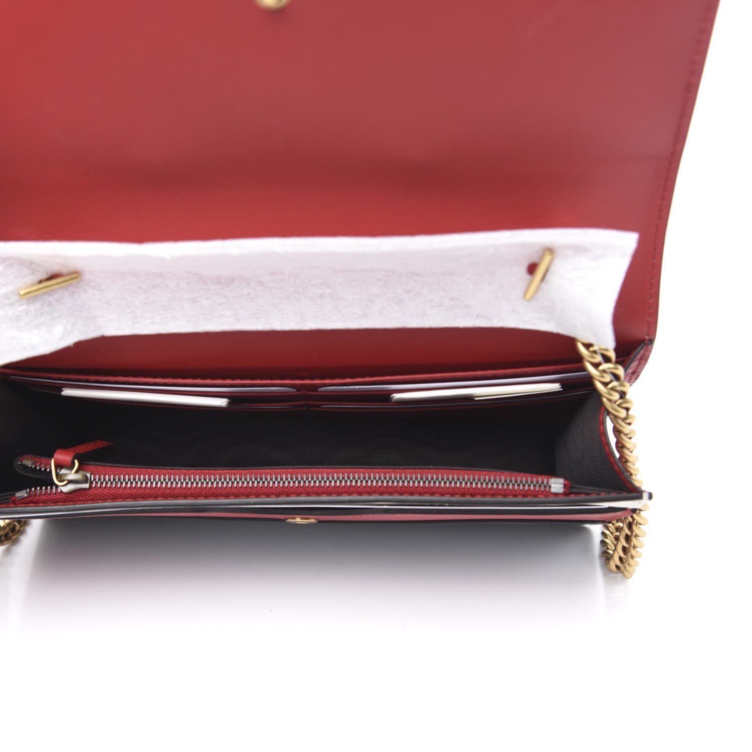 Gucci Calfskin Queen Margaret Chain Wallet Blue Agata Hibiscus Red Mystic White 5 of 10
