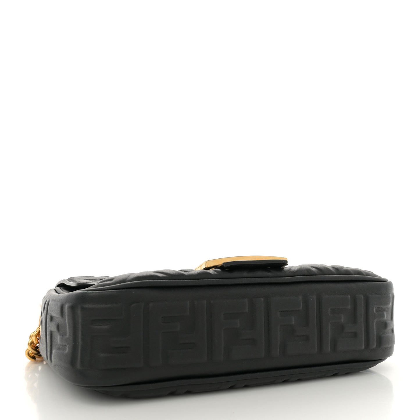 Nappa Small FF Embossed Mid Chain Baguette Black