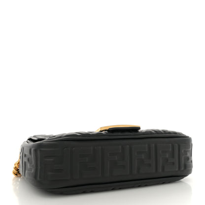 Fendi Nappa Small FF Embossed Mid Chain Baguette Black 4 of 12