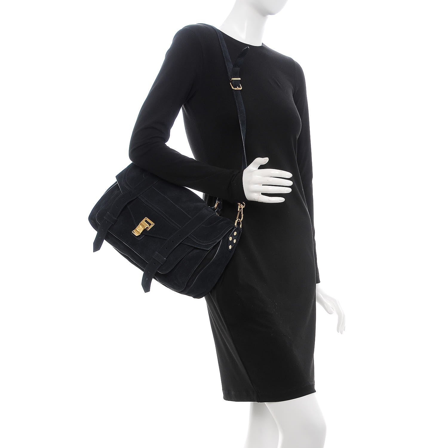 Proenza Schouler Suede Medium PS1 Satchel Navy 2 of 10