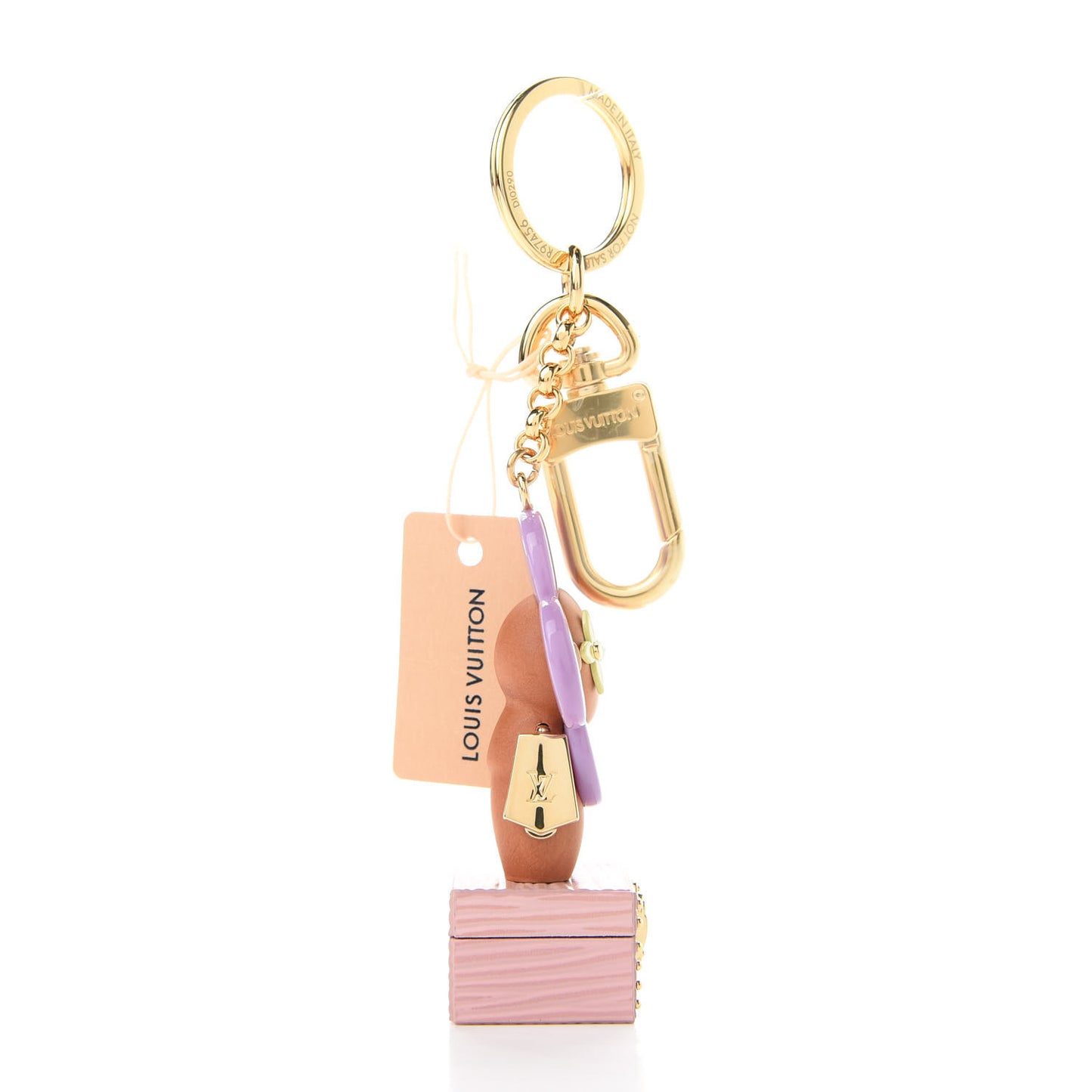 Resin Wood Vivienne Trunk Bag Charm Key Holder Pink