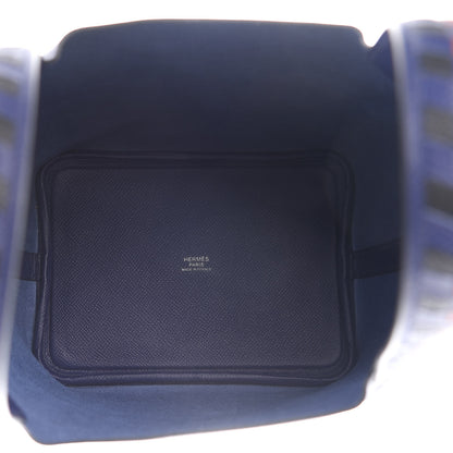 Hermes Epsom Tressage De Cuir Picotin Lock 18 PM Bleu Encre Brique Black 4 of 9