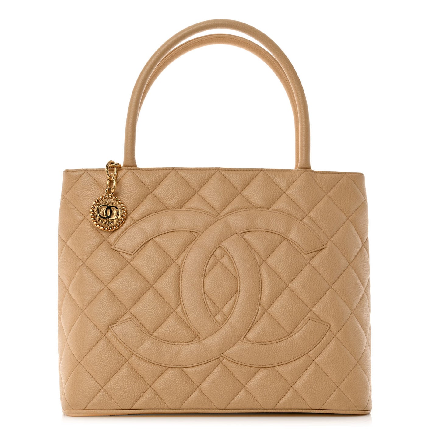 Caviar Quilted Medallion Tote Beige