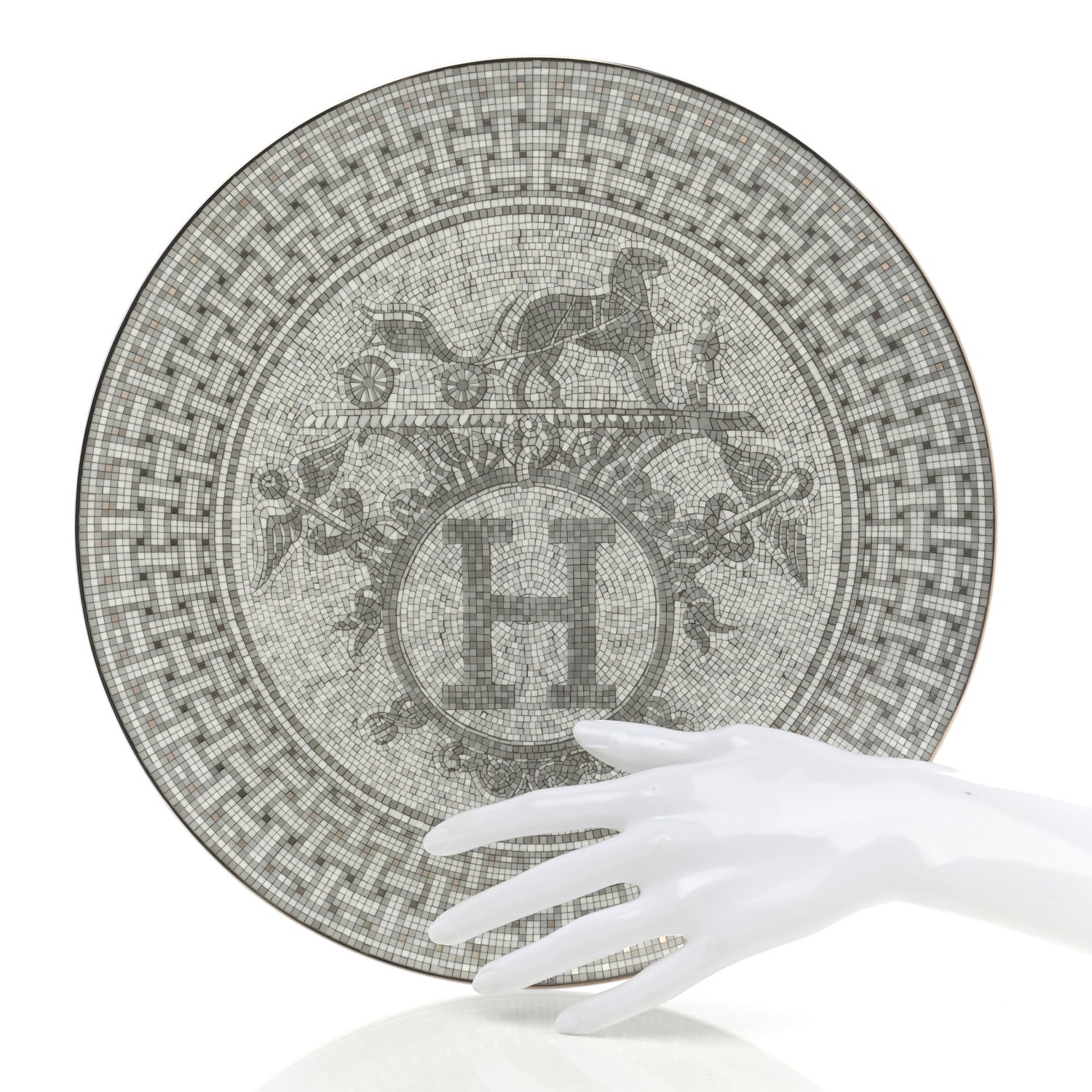 Hermes Porcelain Mosaique au 24 Platine Tart Platter 2 of 6