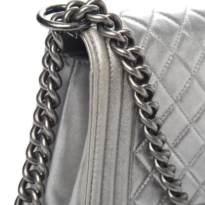 Chanel Metallic Lambskin Embellished Medium Boy Flap Silver 12 of 15