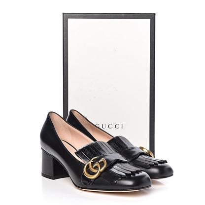 Gucci Malaga Kid GG Marmont Fringe 50mm Loafer Pumps 38 Black 9 of 9