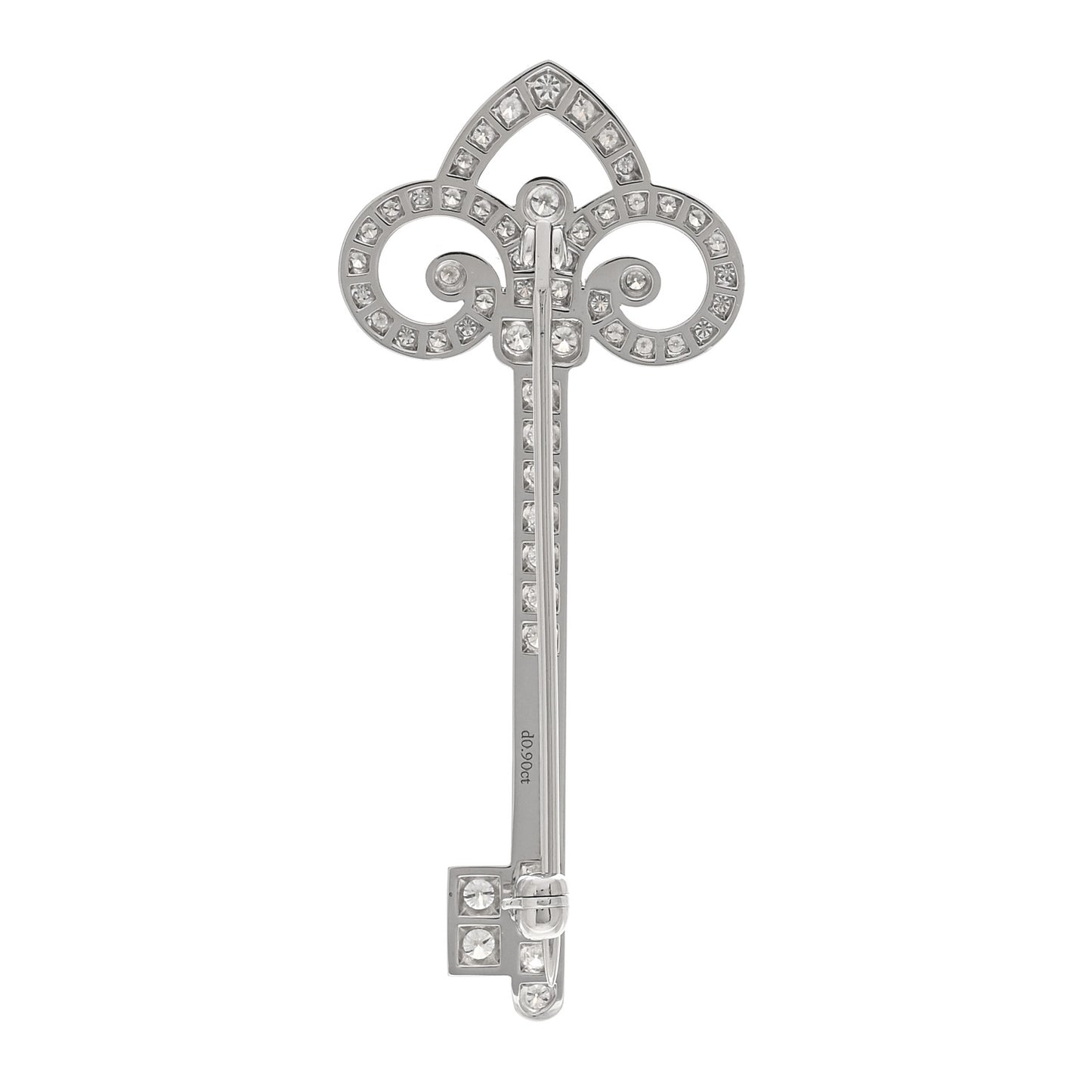 Platinum Diamond Fleur de Lis Key Brooch