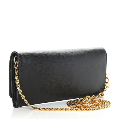 Prada Vitello Move Metal Oro Chain Wallet Black 3 of 10
