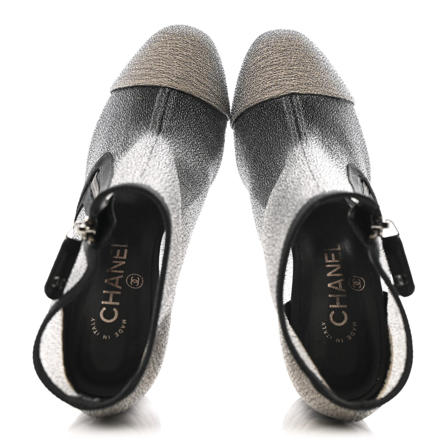 Chanel Mesh Grosgrain Cap Toe Short Boots 37.5 Beige Black 2 of 11