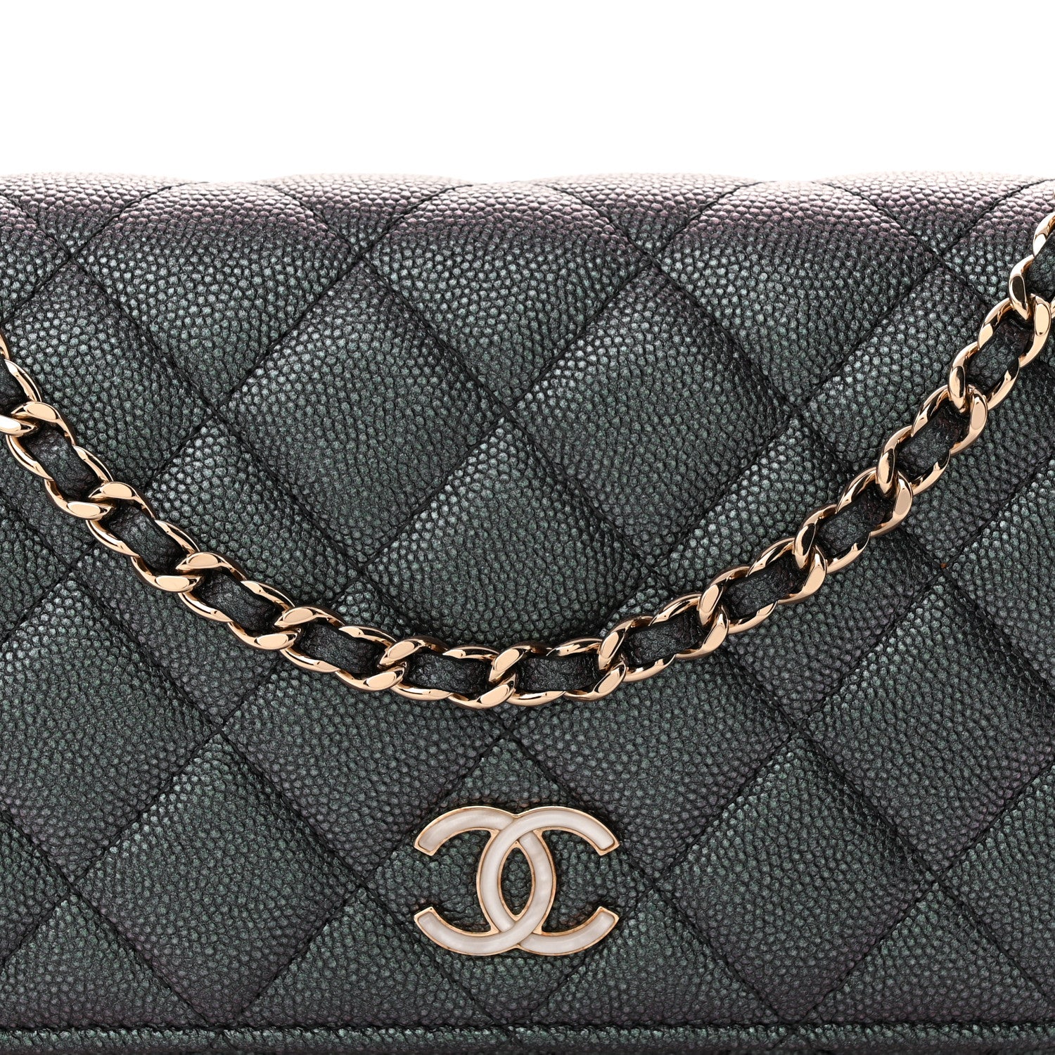 Chanel Iridescent Caviar Quilted Wallet on Chain WOC Dark Blue 9 of 11