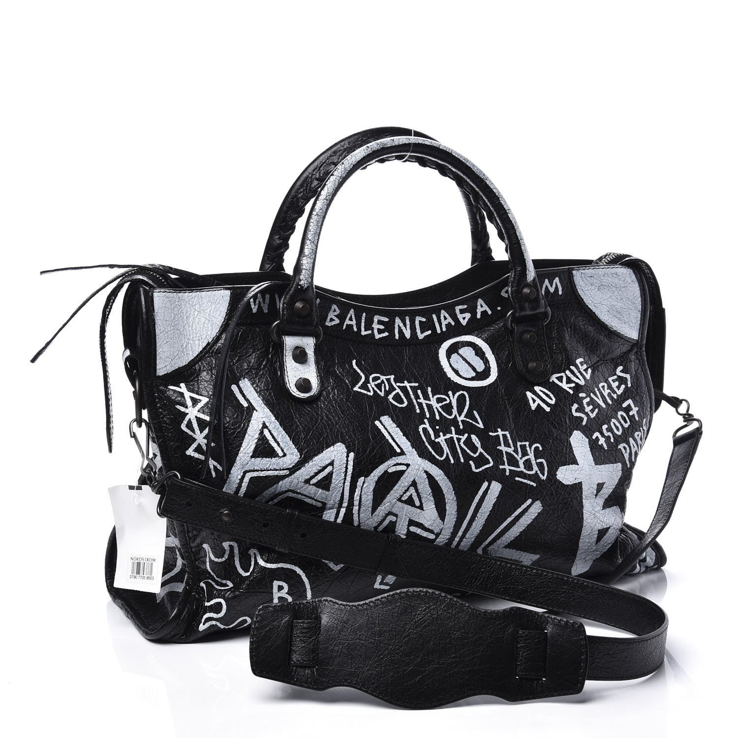 Balenciaga Agneau Arena Graffiti All Over Classic Hardware City Black White 3 of 10