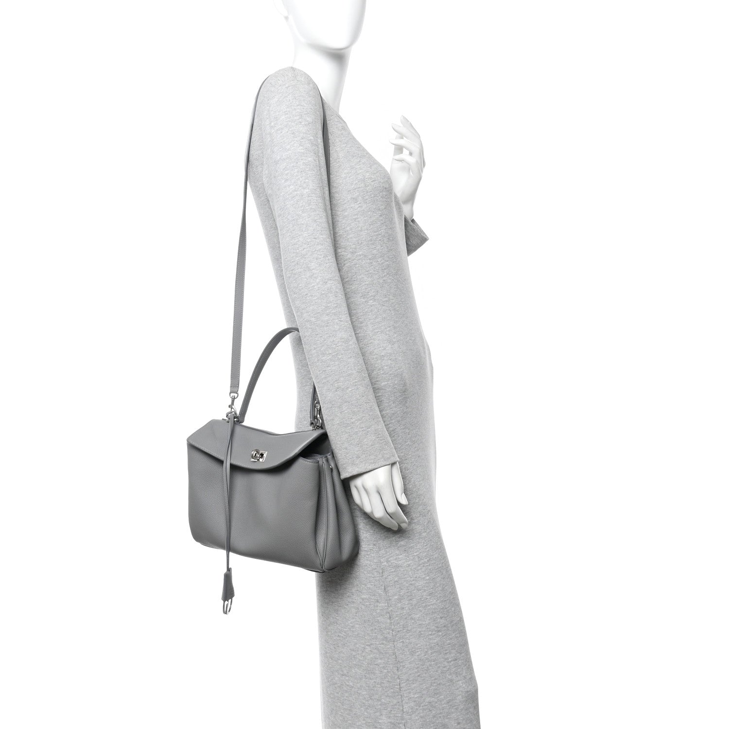 Balenciaga Grained Calfskin Small Rodeo Top Handle Handbag Grey 2 of 12