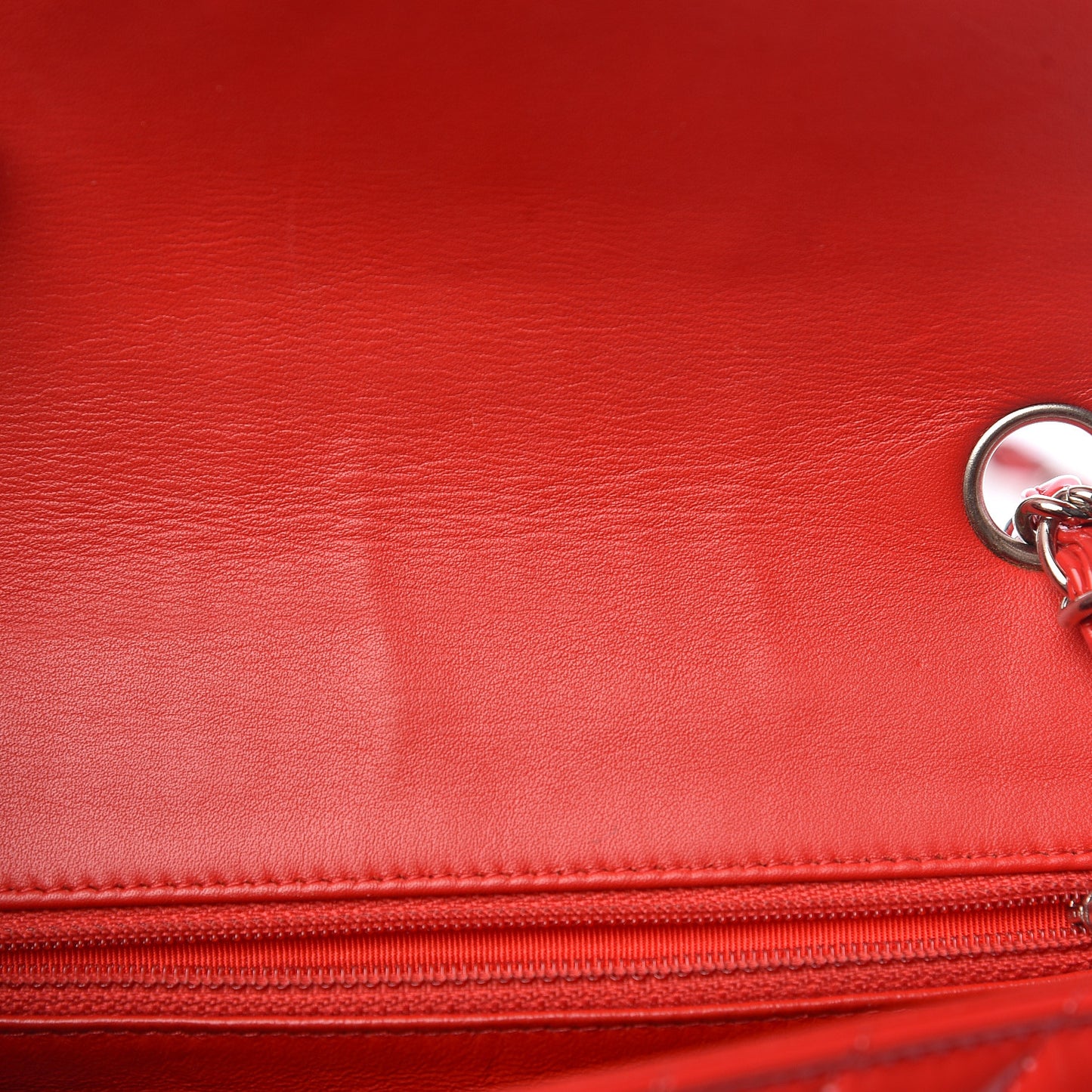 Patent Calfskin Chevron Quilted Mini Rectangular Flap Red