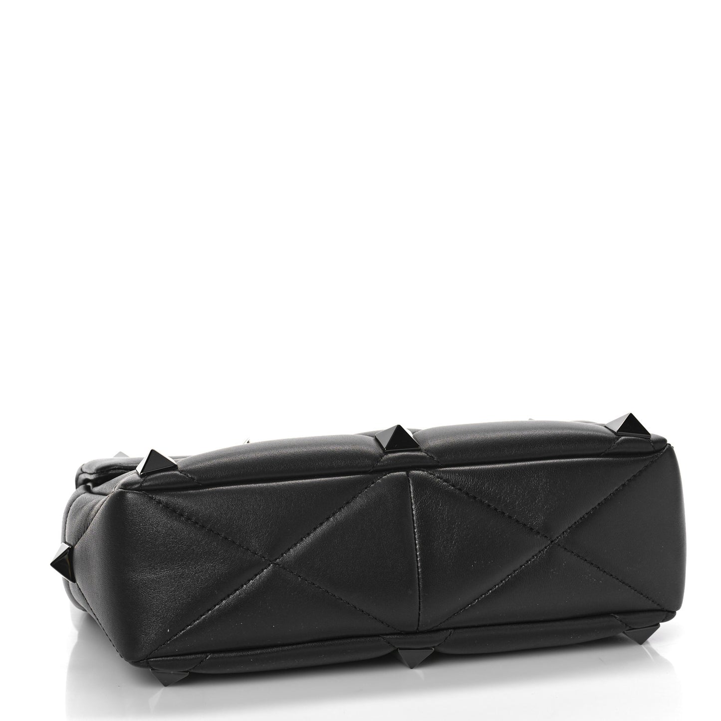 Nappa Monochrome Large Roman Stud Shoulder Bag Black