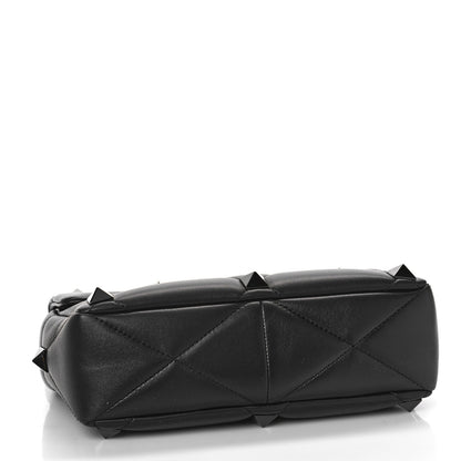 Valentino Garavani Nappa Monochrome Large Roman Stud Shoulder Bag Black 4 of 8