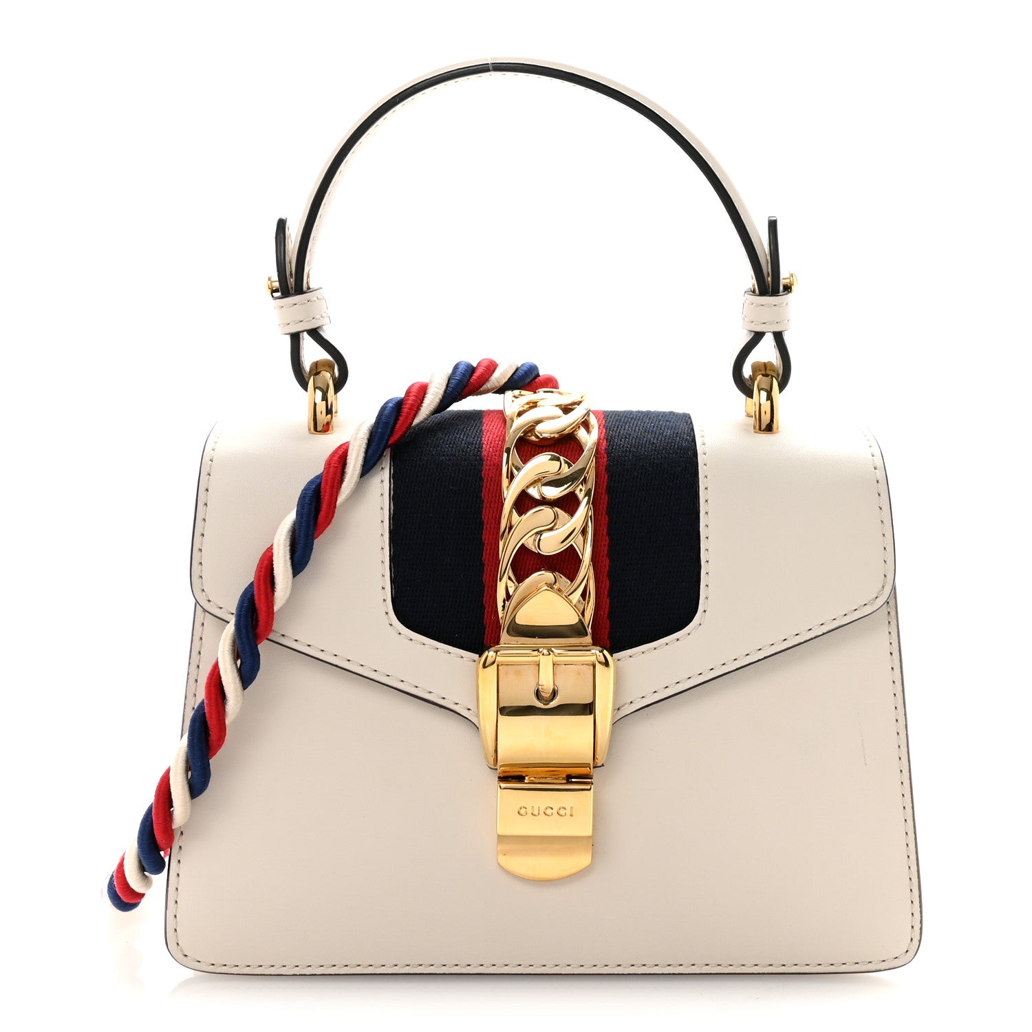 Gucci Calfskin Mini Sylvie Top Handle Bag White 1 of 10