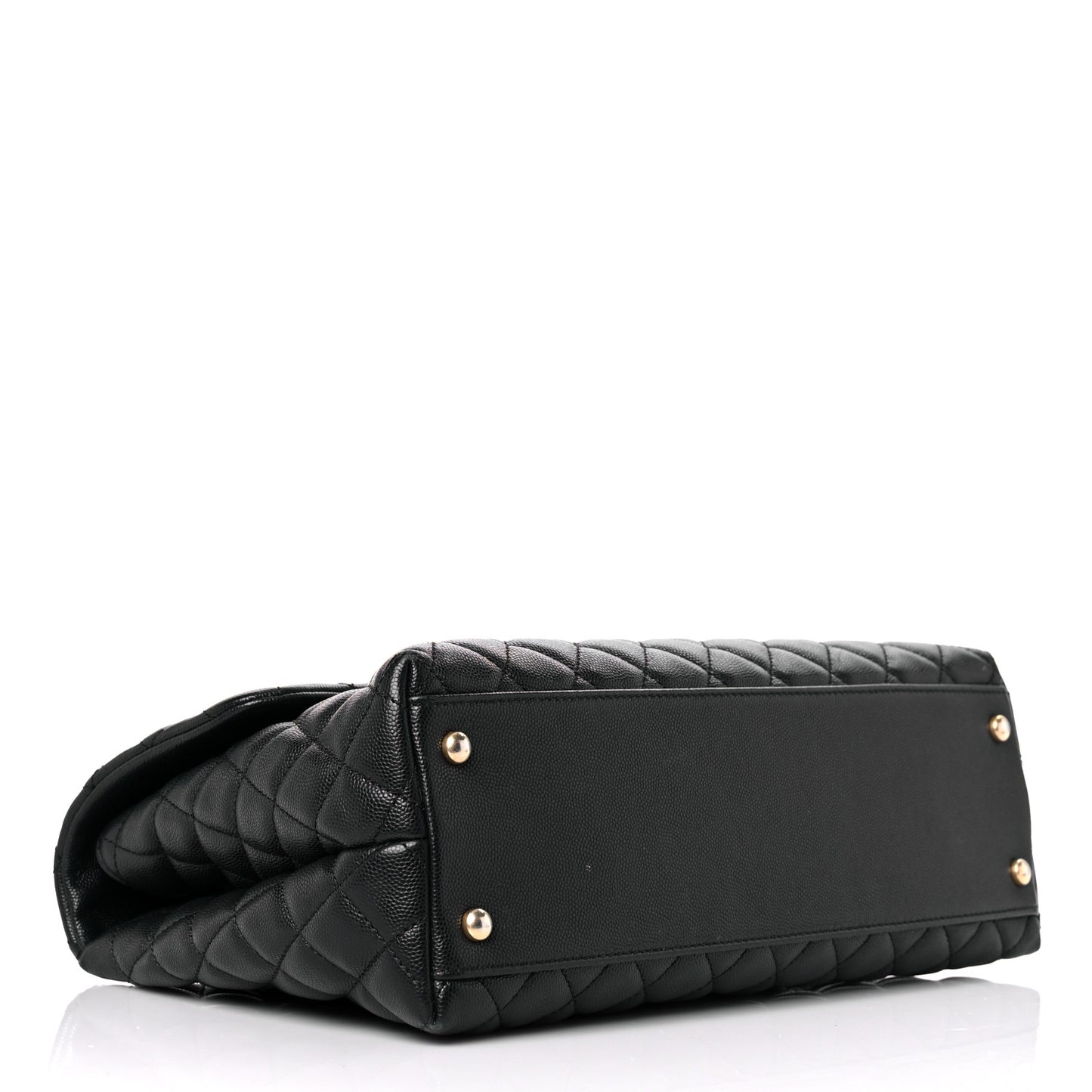 Caviar Lizard Quilted Medium Coco Handle Flap Black