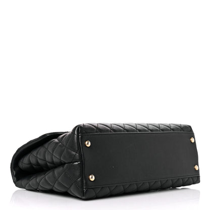Chanel Caviar Lizard Quilted Medium Coco Handle Flap Black 4 of 16