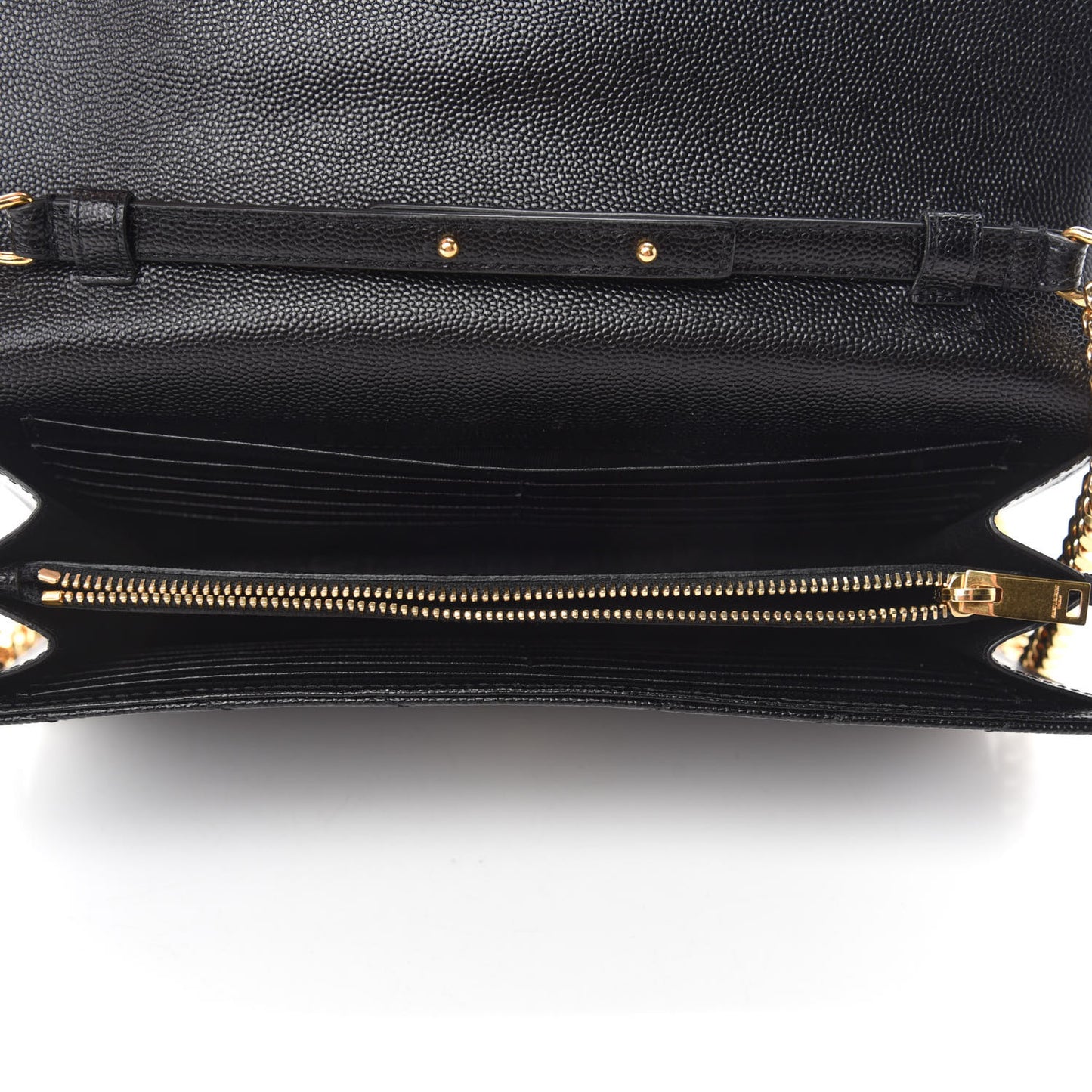 Grain De Poudre Matelasse Chevron Monogram Chain Wallet Black