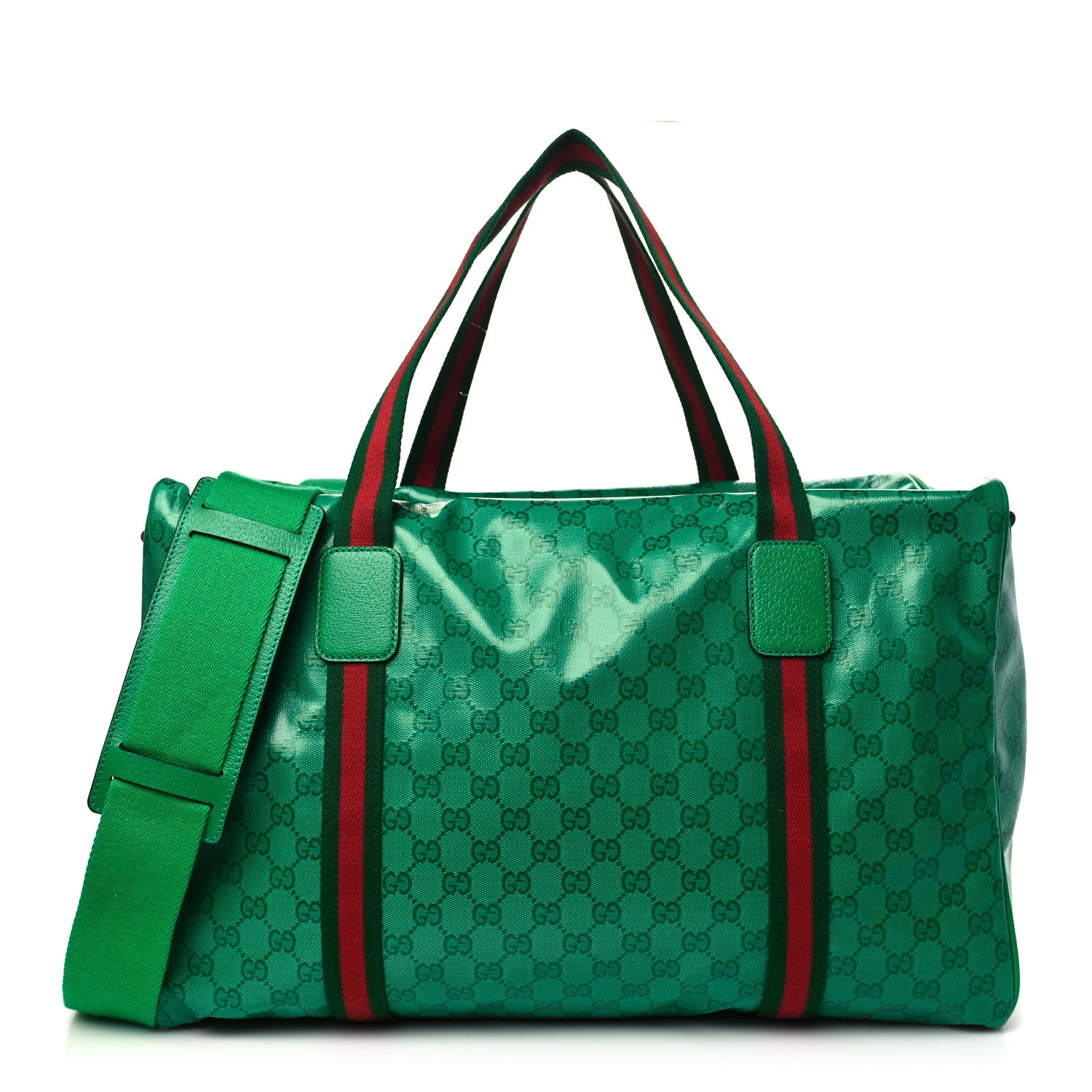 Gucci Crystal Monogram Web Large Carry On Duffle Bag Green 1 of 8