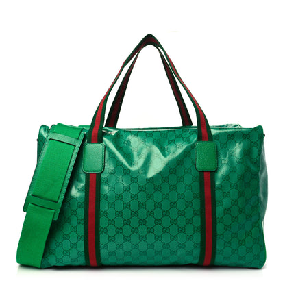 Gucci Crystal Monogram Web Large Carry On Duffle Bag Green 1 of 8